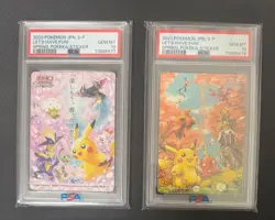 PSA 10 Pikachu Let's Have Fun Spring Pokeka Sticker Pokemon Japanese SEQ Set - Image 1