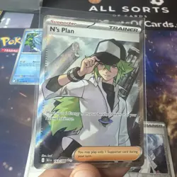 N's Plan 163/086 Full Art Trainer Black Bolt Pokemon TCG English Card White 10.5 - Image 2