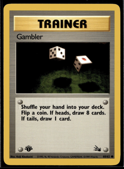 Pokemon TCG | Fossil Set | Gambler | 60/62 | 1st Edition | NM - Image 1