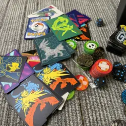Pokemon Accessories Bundle Coins, GX Tags, Dice, Cards Over 300 Energy 1037187591761 - Image 4