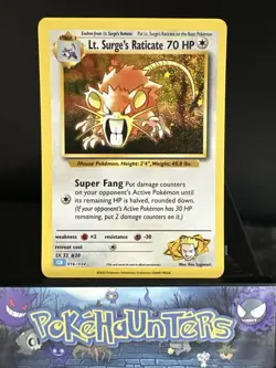 Pokemon Card Lt. Surge's Raticate 016/034 Pokemon Card Game Classic Holo 2023 NM - Image 1