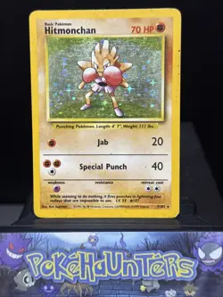 Pokemon Card Hitmonchan 7/102 Holo Rare Base Set 1999 WOTC Played 6 - Image 1
