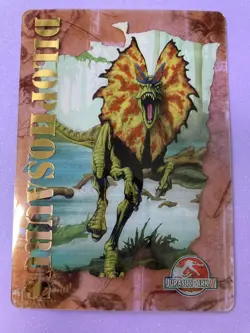 Stunning Dilophosaurus Dinosaur Card 2001 Card #12 Jurassic Park III Meiji Japan - Image 1