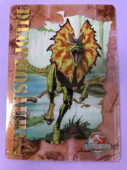 Stunning Dilophosaurus Dinosaur Card 2001 Card #12 Jurassic Park III Meiji Japan - Image 2