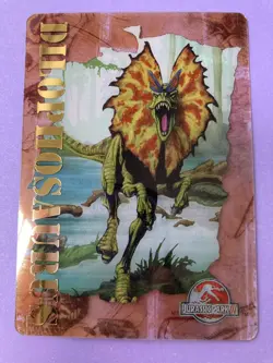 Stunning Dilophosaurus Dinosaur Card 2001 Card #12 Jurassic Park III Meiji Japan - Image 3