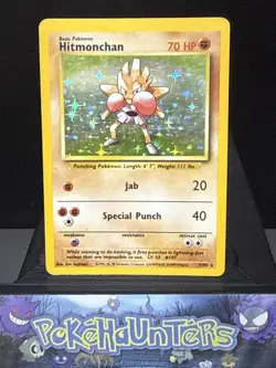 Pokemon Card Hitmonchan 7/102 Holo Rare Base Set 1999 WOTC Played 4 - Image 1