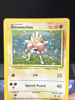 Pokemon Card Hitmonchan 7/102 Holo Rare Base Set 1999 WOTC Played 3 - Image 2