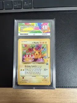 Pokemon Pikachu Birthday Card 24-Holo Celebrations ACE 10 [Perf Subgrades!] - Image 1