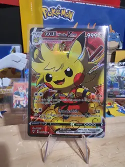Pikachu Goku Poncho Pokemon Card - Holofoil FULL ART - DBZ - VCOS Cosplay - Image 1