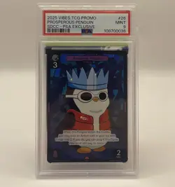 PSA 9 Vibes TCG X PSA Prosperous Penguin SDCC 2025 Exclusive Promo Card - Image 1