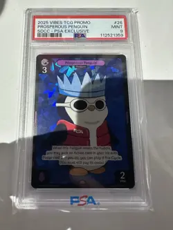 PSA 9 Vibes TCG X PSA Prosperous Penguin SDCC 2025 Exclusive Promo Card - Image 1