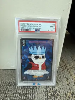 PSA 9 Vibes TCG X PSA Prosperous Penguin SDCC 2025 Exclusive Promo Card - Image 1