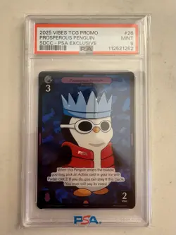 PSA 9 Vibes TCG X PSA Prosperous Penguin SDCC 2025 Exclusive Promo Card - Image 1