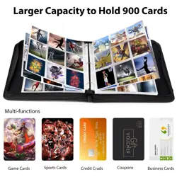 Trading Card Binder, 900 Pockets Sleeves with Zipper, Double Sided Pockets Ca... - Image 3