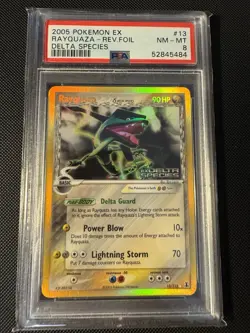 2005 Pokemon EX Delta Species Rayquaza Reverse Holo 13/113 #13 PSA 8 - Image 1