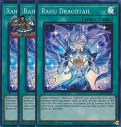Yugioh! 3x Rahu Dracotail JUSH-EN009 Super Rare 1st Ed NM - Image 1