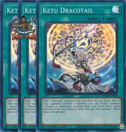 Yugioh! 3x Ketu Dracotail JUSH-EN008 Super Rare 1st Ed NM - Image 1