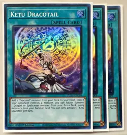Yugioh! 3x Ketu Dracotail JUSH-EN008 Super Rare 1st Ed NM - Image 1