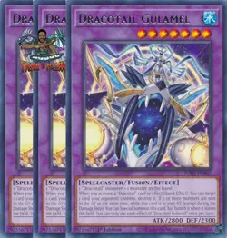 Yugioh! 3x Dracotail Gulamel JUSH-EN007 Rare 1st Ed NM - Image 1