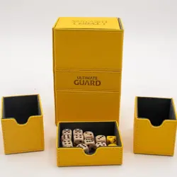 Ultimate Guard Twin Flip'n Tray Xenoskin Deck Case 160+ Yellow Card Dice Storage - Image 1