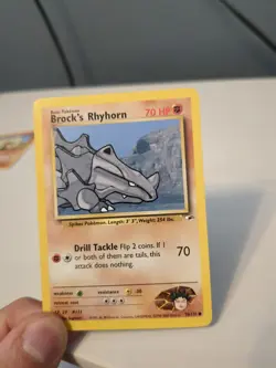 Brock's Rhyhorn 70/132 Common Gym Heroes Pokemon Card NM - Image 1