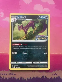 Pokemon Card Liepard SWSH187 Black Star Promo STAMPED Brilliant Stars Near Mint - Image 1