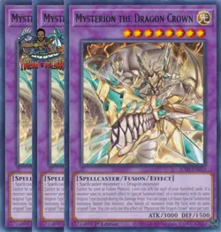 Yugioh! 3x Mysterion the Dragon Crown JUSH-EN013 Rare 1st Ed NM - Image 1