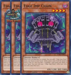 Yugioh! 3x Edge Imp Chain JUSH-EN012 Rare 1st Ed NM - Image 1