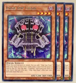 Yugioh! 3x Edge Imp Chain JUSH-EN012 Rare 1st Ed NM - Image 1