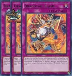 Yugioh! 3x Dracotail Flame JUSH-EN011 Rare 1st Ed NM - Image 1