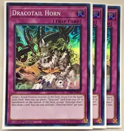 Yugioh! 3x Dracotail Horn JUSH-EN010 Super Rare 1st Ed NM - Image 1
