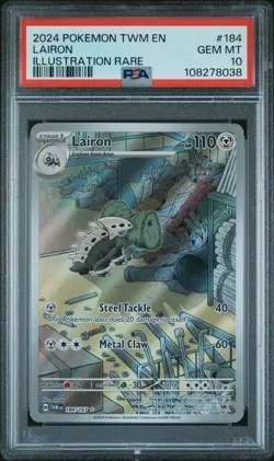 PSA 10 Gem Mint Lairon 184/167 IR 2024 SV Twilight Masquerade POKEMON - Image 1