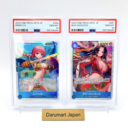PSA 10 One Piece Card Game Boa Hancock OP07-051 & Rebecca OP10-058 Set Japanese - Image 1