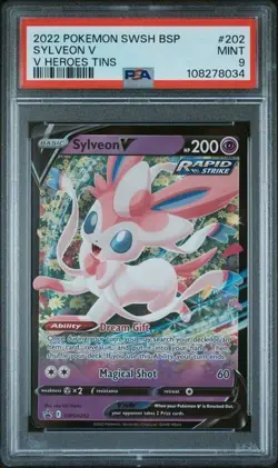PSA 9 Mint Sylveon V SWSH202 Heroes Promo Pokemon TCG - Image 1