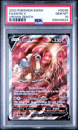 2023 POKEMON SWORD & SHIELD CROWN ZENITH #GG36 FULL ART/ENTEI V PSA 10 - Image 1