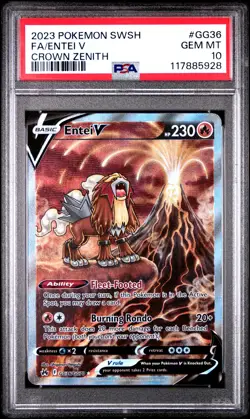 2023 POKEMON SWORD & SHIELD CROWN ZENITH #GG36 FULL ART/ENTEI V PSA 10 - Image 1