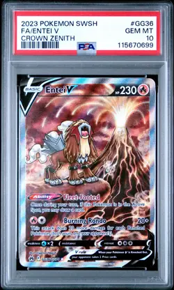 2023 POKEMON SWORD & SHIELD CROWN ZENITH #GG36 FULL ART/ENTEI V PSA 10 - Image 1