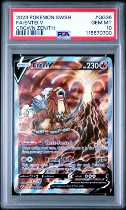 2023 POKEMON SWORD & SHIELD CROWN ZENITH #GG36 FULL ART/ENTEI V PSA 10 - Image 1