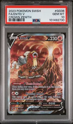 2023 POKEMON SWORD & SHIELD CROWN ZENITH #GG36 FULL ART/ENTEI V PSA 10 - Image 1