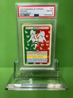 1997 POKEMON JAPANESE TOPSUN 15 BEEDRILL GREEN BACK PSA 8 - Image 1