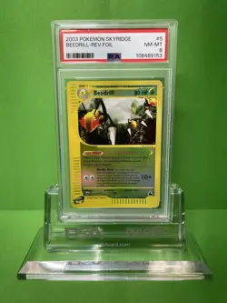 2003 POKEMON SKYRIDGE 5 BEEDRILL-REVERSE FOIL PSA 8 - Image 1