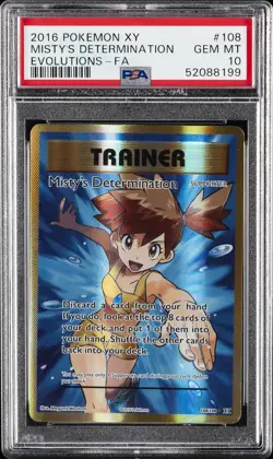 2016 POKEMON XY EVOLUTIONS #108 FULL ART/MISTY'S DETERMINATION PSA 10 - Image 1