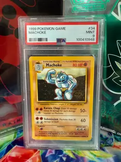 PSA 9 Machoke 34/102 Base Set 1999 Non Holo Pokemon Card - Image 1