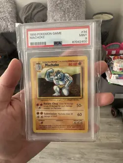 PSA 9 Machoke 34/102 Base Set 1999 Non Holo Pokemon Card - Image 1
