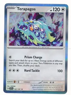 D451139 Pokemon Card Terapagos #161 Surging Sparks Holo - Image 1
