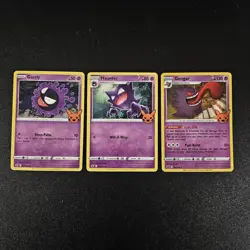 Pokemon 3 Lot Holo Rare Gengar, Haunter & Gastly Trick Or Trade - Image 1