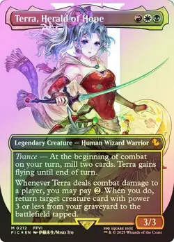 Terra Herald of Hope Borderless Surge Foil Commander Final Fantasy MTG NM - Image 1