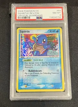 Pokemon Squirtle 64/100 Reverse Holo Stamped EX Crystal Guardians PSA 8 NM-MT - Image 1