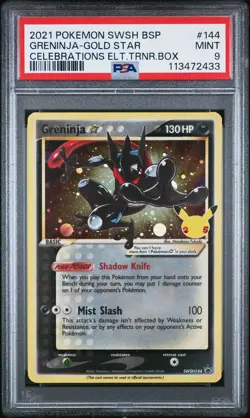 2021 POKEMON SWSH BLACK STAR PROMO #144 GRENINJA-GOLD STAR PSA 9 - Image 1