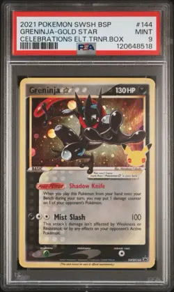 2021 POKEMON SWSH BLACK STAR PROMO #144 GRENINJA-GOLD STAR PSA 9 - Image 1